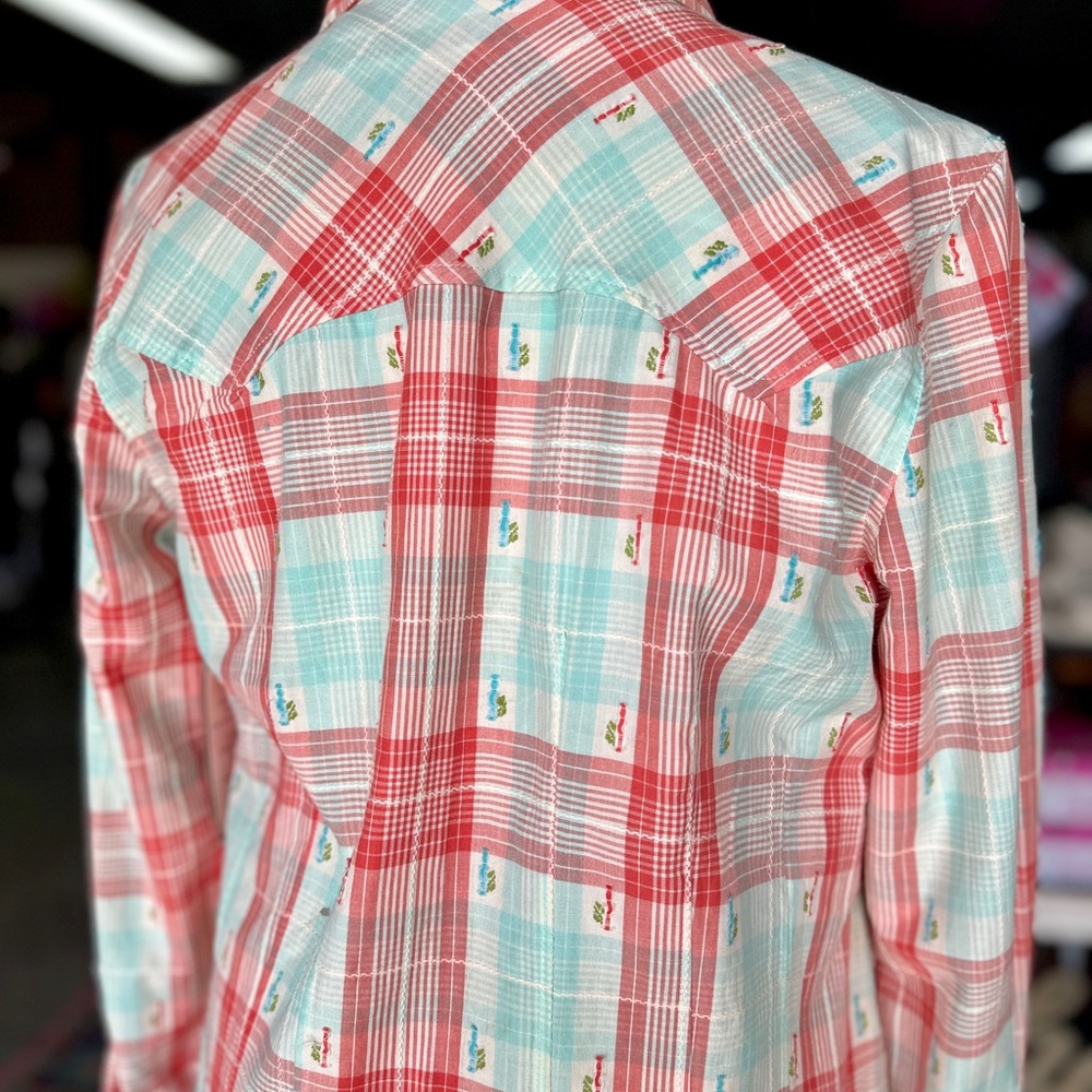 Tasha Polizzi Red and Blue Plaid Jacket with Ruffle Details - Picture 3 of 5